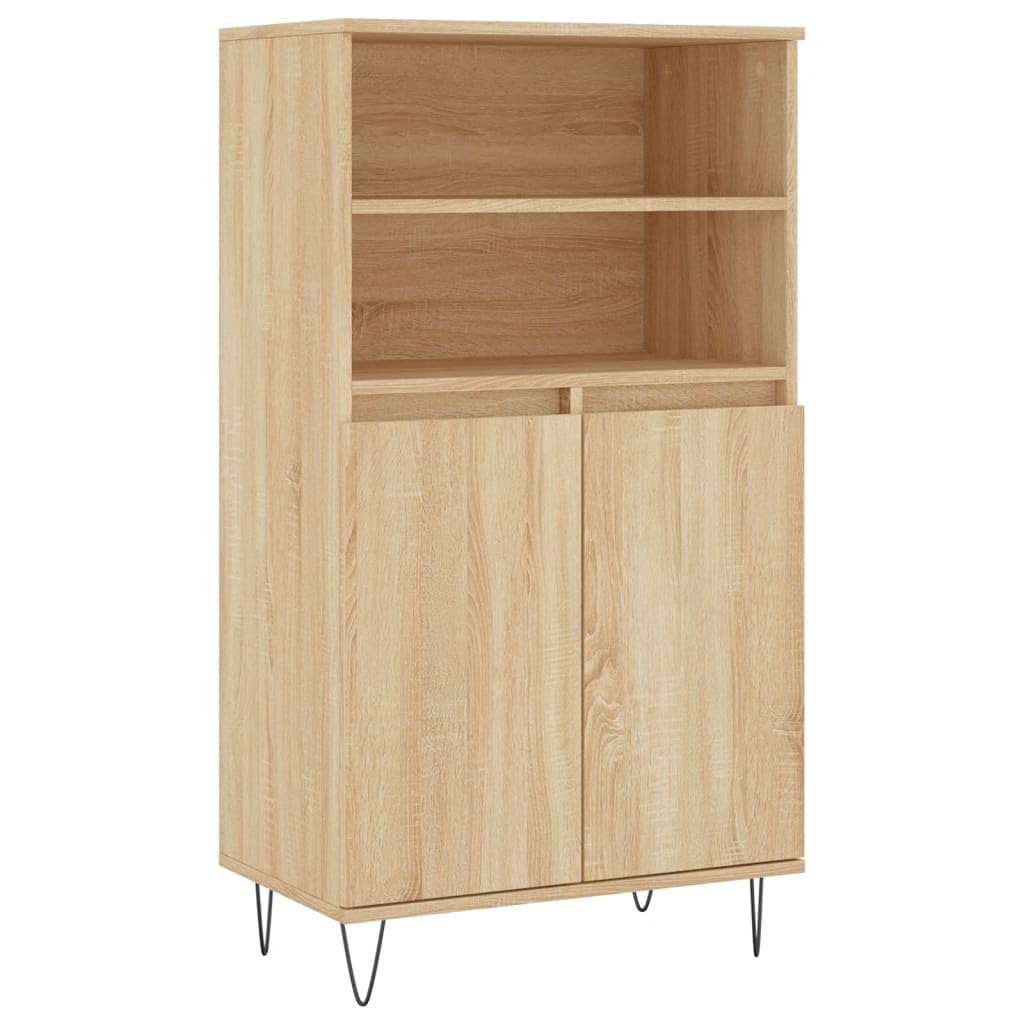 vidaXL Buffet Haut, Armoire avec 6 Compartiments et Portes, Meuble de Rangement avec Pieds Salle de Séjour, Industriel, Chêne Sonoma Bois d'Ingénierie