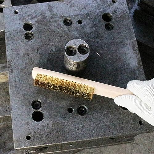 Image of Brass Brush,Soft Brass Bristle Wire Brush,Wire Scratch Brush with 9 inch Wood Handle