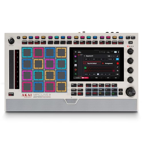 Akai Professional MPC Live III Retro - Standalone Portable Music Production Center with MPCe Pads Sequencer Touchscreen Mic Stereo Monitors Audio Interface Wi-Fi Bluetooth Battery Touchstrip