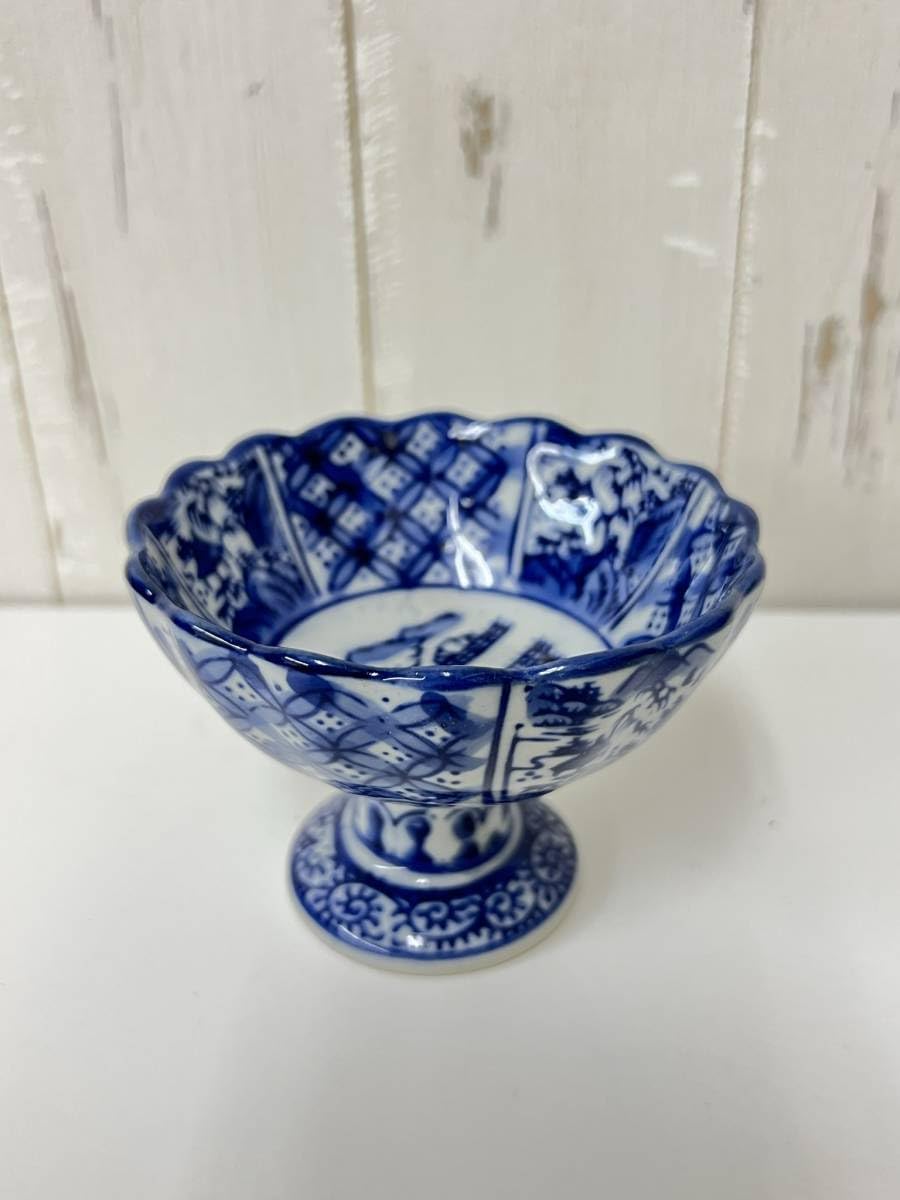 Amazon.co.jp: 陶器 杯洗 6点セット 青花 陶磁器 染付 菊口形 盃