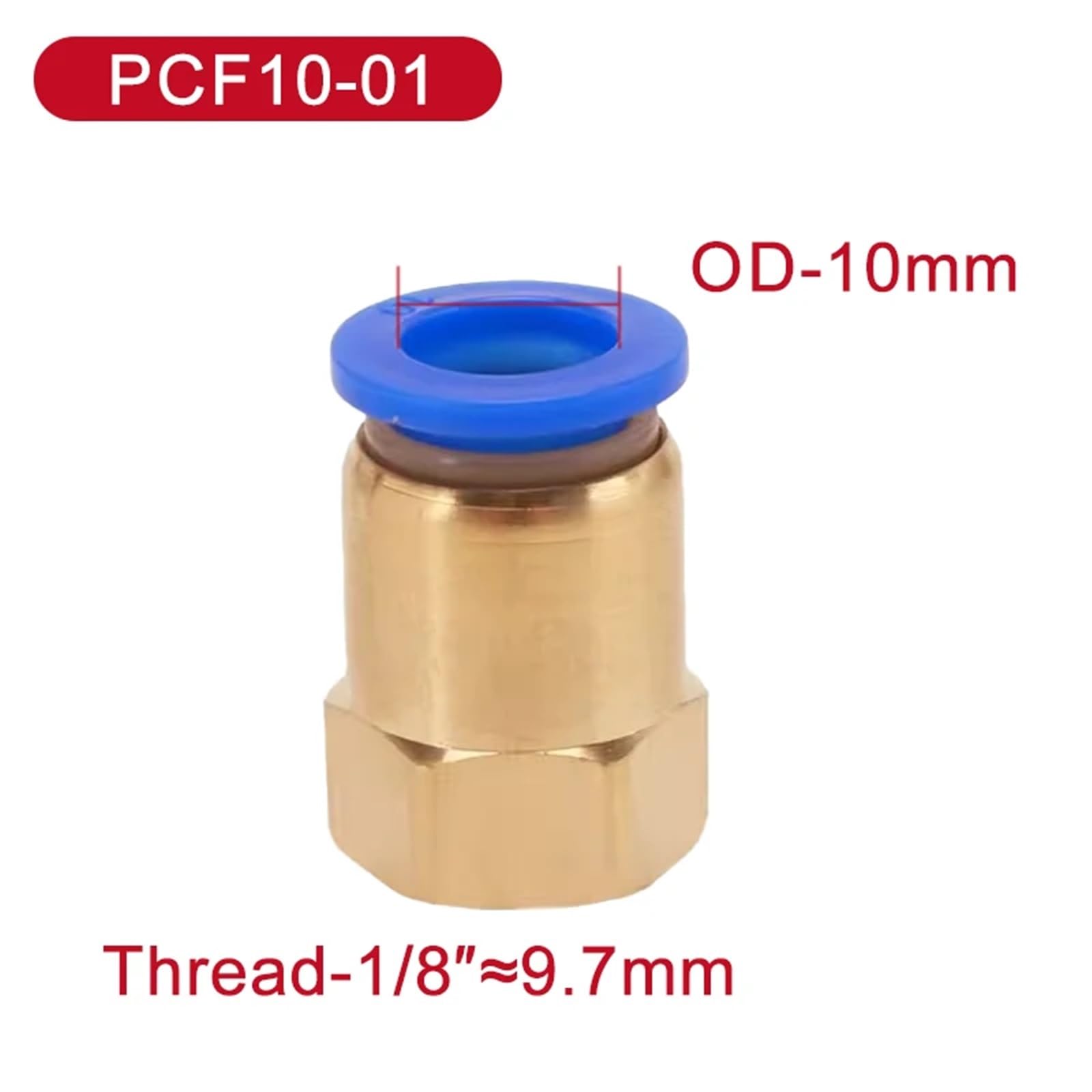 5 pezzi Raccordo rapido pneumatico PCF 4 6 8 10 12 mm 1/8" 3/8" 1/2" 1/4" BSPT Filettatura femmina Giunto rapido in ottone(PCF10-01)