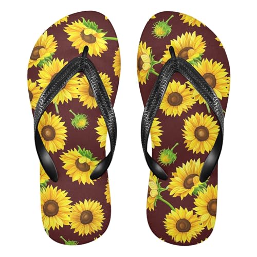 Sunflower Brown Flip Flops for Beach Thong Sandals Anti-slip Lightweight Beach Shoes for Summer Outdoor Travel