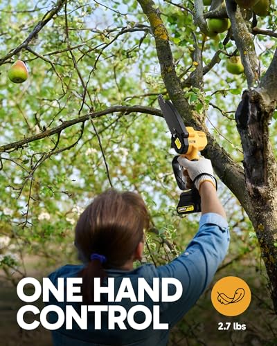 Mini-Chainsaw-Cordless-6-Inch-Electric-Chainsaw-Battery-Powered-Portable-Handheld-Chain-Saw-for-Wood-Cutting-Tree-Trimming-Branch-Pruning-Gardening-Camping-Yellow