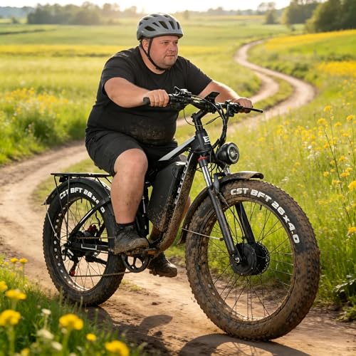 (26" EB7PRO, White) Ebike for Adults, 4000W Peak 6000W Dual Motor Electric Bike, 52V 32AH, 90Mile & 45MPH Fat Tire All Terrain Electric Bicycles, 7 Speed AWD Full Suspension Electric Mountain Bike