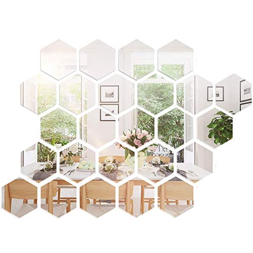 GADGETKING Paquete De 36 Espejos Acrílicos 3D Vinilo Decorativo Azulejo Efecto Etiqueta Engomada De La Pared del Ajuste De Acrílico para El Hogar