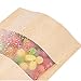 Kingrol 300 Pack 3.5 x 5.5 Inch Mini Kraft Paper Bags with Resealable Lock Seal Zipper &Transparent Window, Stand Up Food Bags