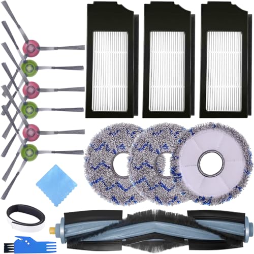EATBALE Replacement Accessories Kit for Ecovacs Deebot X1 Omni, Deebot X1 e Omni, X1 Turbo, T10 Turbo, T10 Omni Robot Vacuum Cleaner Parts, 1 Main Brush, 6 Side Brush, 3 Filter, 3 Mop Pads (13Pcs)
