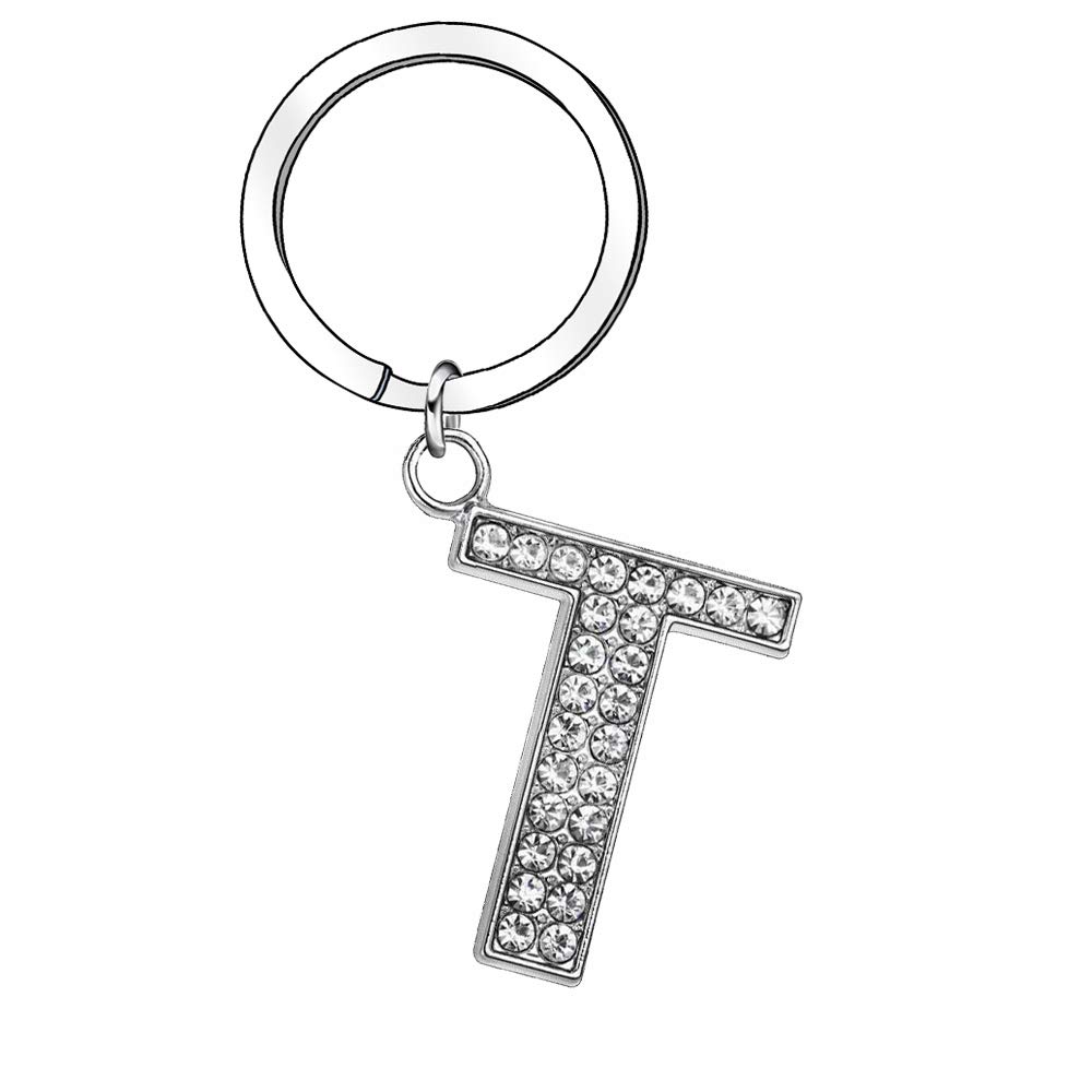 GUOYU A - Z Letter Alphabet Initial Crystal Keyring Keychain for Women Girl Family Best Friend Jewellery