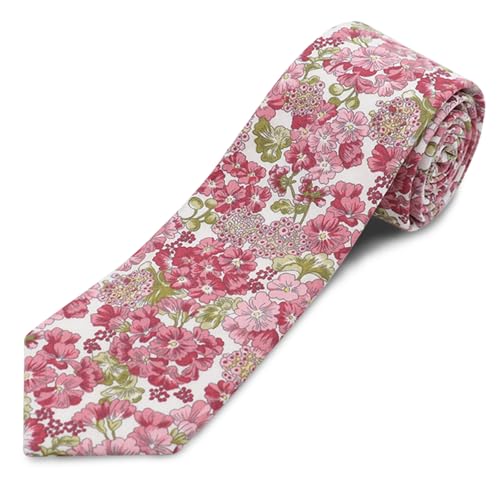 Image of Cotton Floral Ties for Men 2.76 inch Men's Skinny Tie Linen Flower Printed Neck Tie for Wedding Dating Party