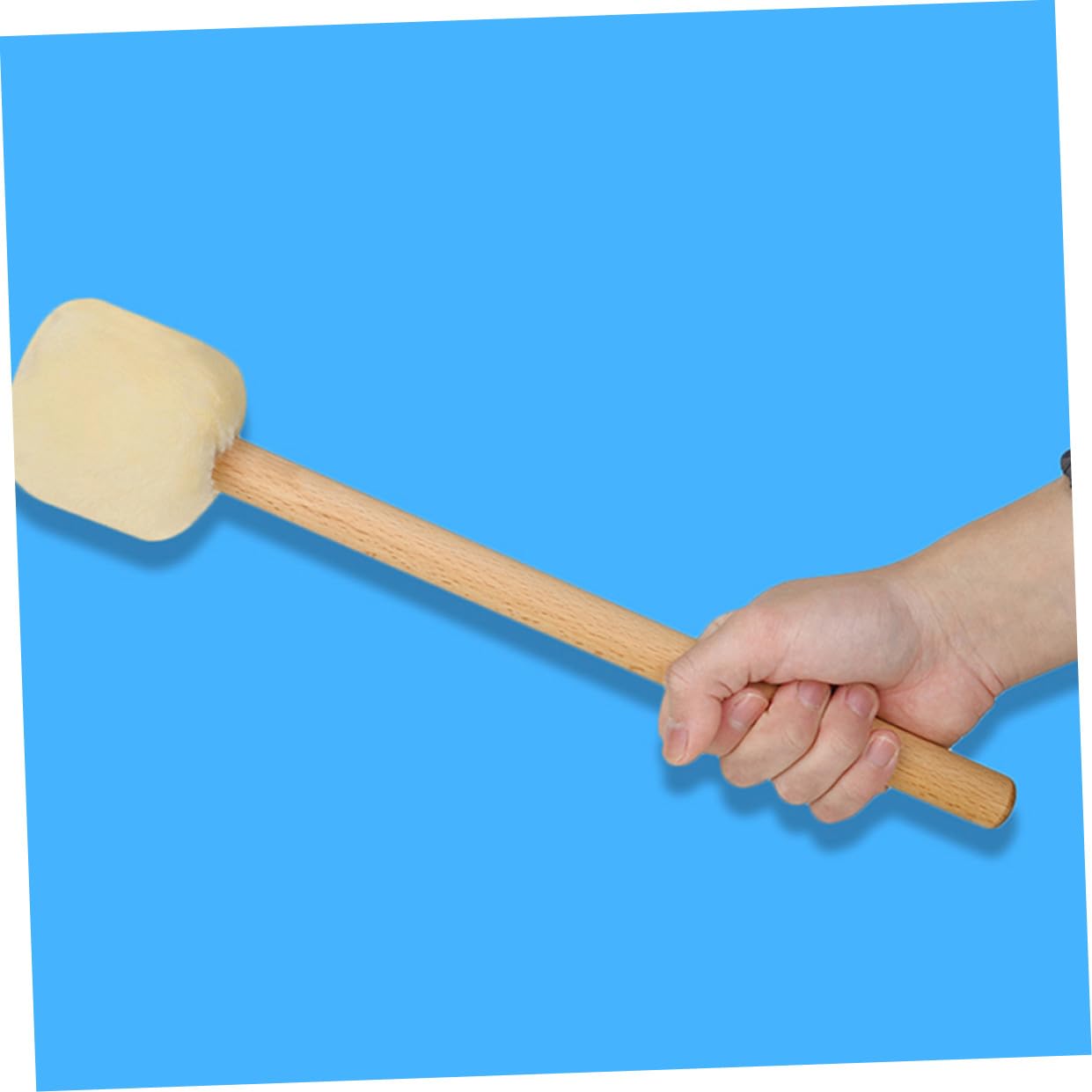 Toyvian 2pcs Baguettes de Batterie en Bois de Hêtre Tête en Feutre Beige, Poignée Facile à Saisir, pour Grosse Caisse et Bols Chantants