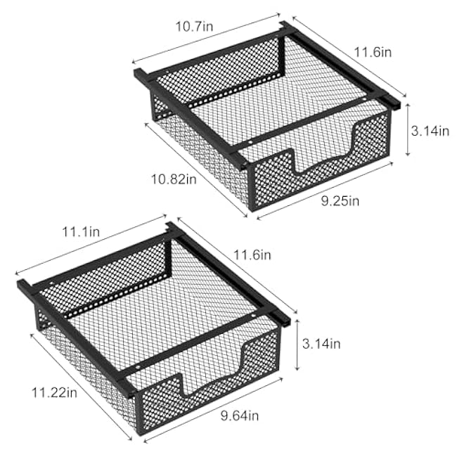 JKsmart 2-Pack Hanging Pullout Drawer Basket, K-Cup Holder Drawer, Coffee Pod Holder For Counter, Wire Basket Attaches to Shelf, Space Saving for Kitchen Counter Pantry Cupboard