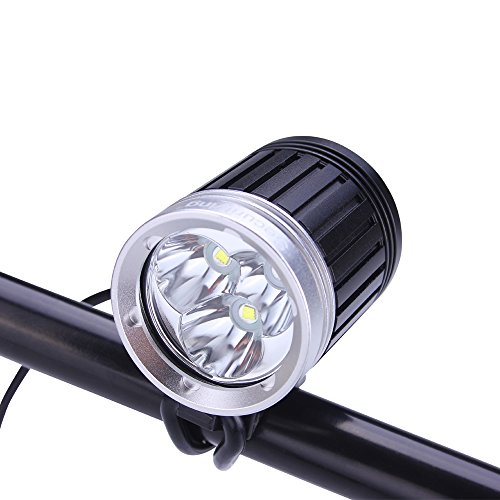 【】Securitying Waterproof Headlight 1800Lm 4 Modes 3 Leds Headlamp & Bicycle Light + 4400Mah Battery Pack + Charger For Outdoor Sports #TOP6