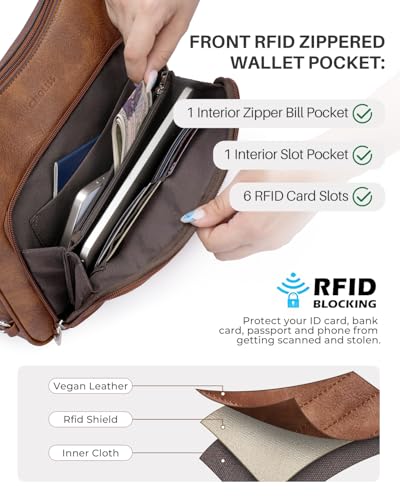 CHOLISS Anti Theft Crossbody Bags for Women, Leather Crossbody Purse Medium Travel Shoulder Handbags Built in Wallet RFID4