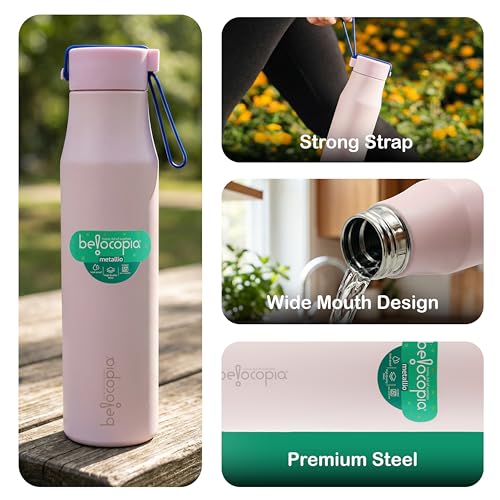 Image of Belocopia Metallio Slim Color Stainless Steel Water Bottle 700ml | Sports & Fridge Bottle | Lightweight, BPA Free | Leak-Resistant Cap | For Home, Office, Gym & Travel