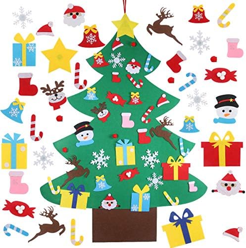 4FT DIY Felt Christmas Tree Set with 36pcs Ornaments - Wall Hanging Felt Xmas Tree for Kids Toddlers Christmas New Year Gift Decorations Party Supplier