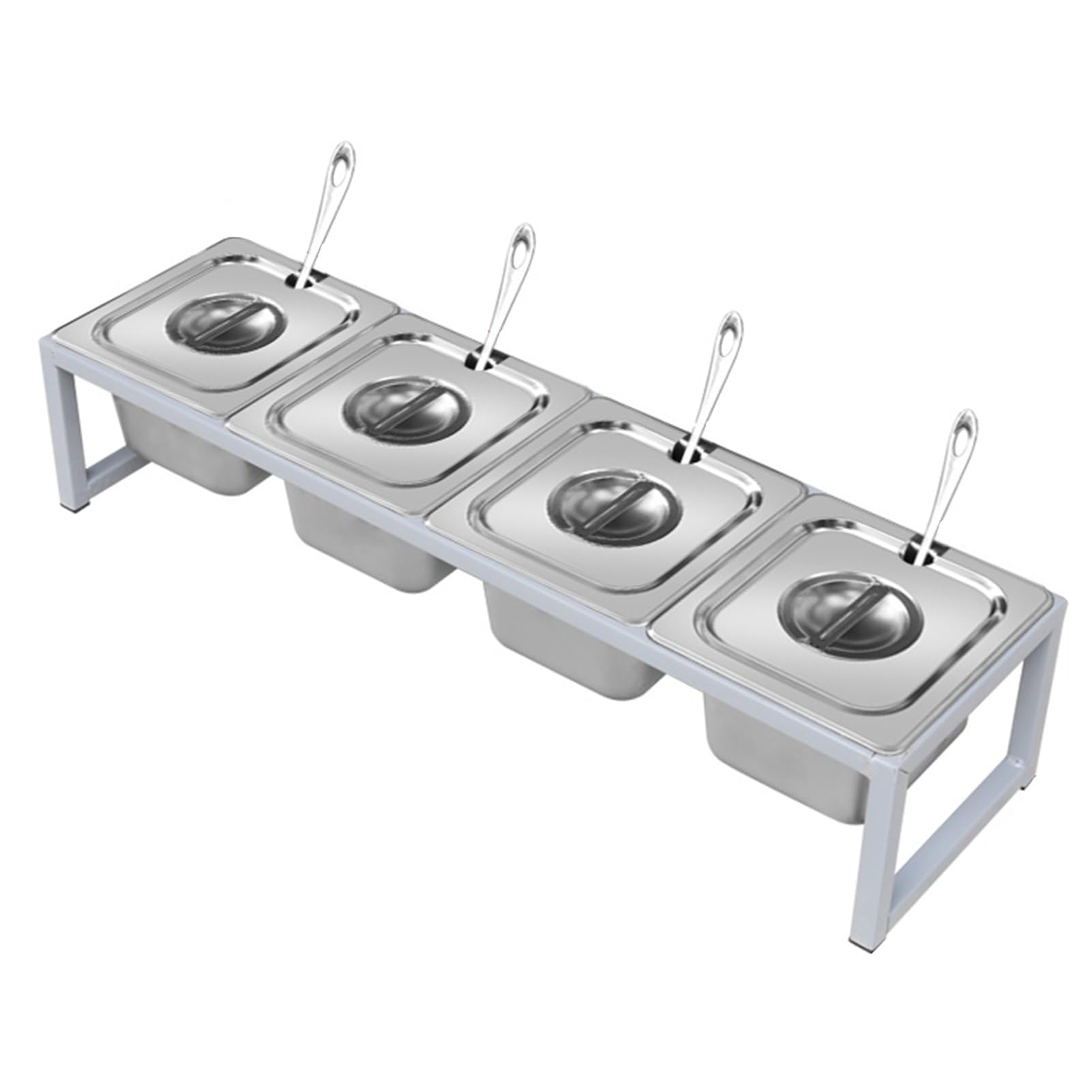 WDSOPK Commercial Spice Rack Set, Topping Station Organizer Condiment Container Dispenser, Seasoning Sauce Salad Jam Ingredients Condiment Racks for Kitchens Buffets (Silverc 65.5x18.5x13.5cm)