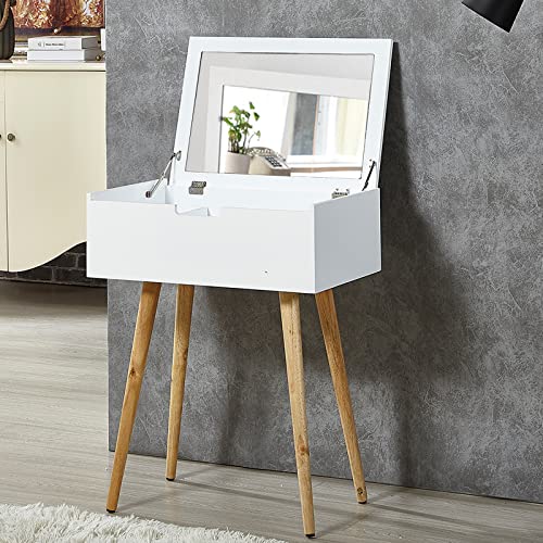Organizedlife Wooden Vanity Dressing Table With Divided Storage Space And Large Mirror #TOP8