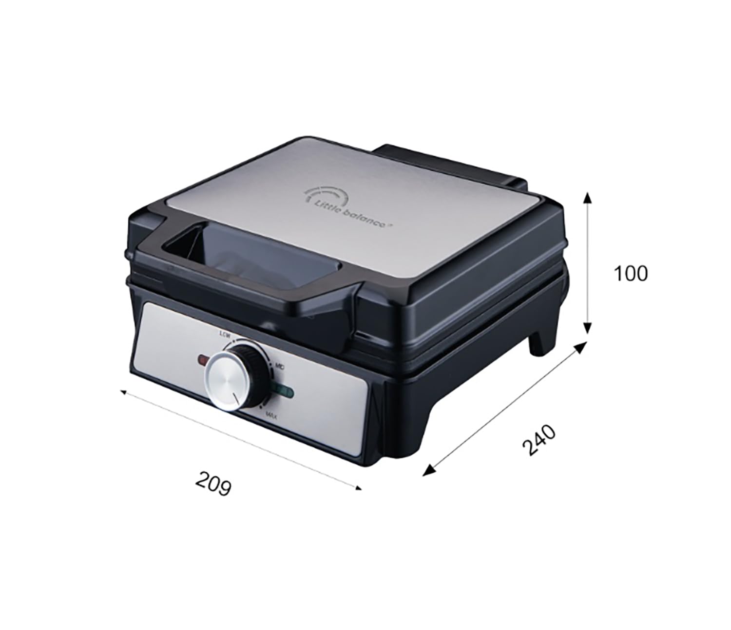 LITTLE BALANCE 8816 Power Gaufres 1600, Gaufrier électrique, Plaques anti adhésives, Sans PFAS, Véritable gaufre liégeoise, épaisse, moelleuse et croustillante, Poignée froide, 1600 W, Noir