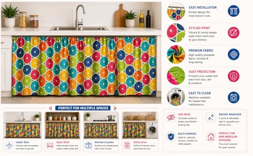 Image of Barebeauty Premium Printed Kitchen Sink Curtain | Kitchen Under Sink Curtain | Decorative Cabinet Cover | Washable & Dustproof | Modern Curtain (2, Design-9)