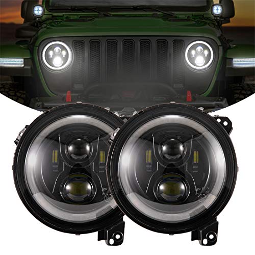 KIWI MASTER 9 Inch Round LED Headlights Halo DRL for 2018 2019 Jeep