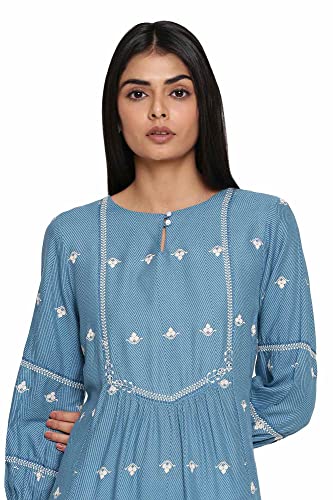Image of W for Woman Women's Viscose Straight Fit Adriatic Straight Kurta with Gather Details