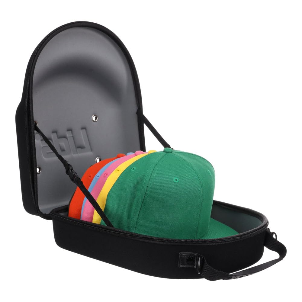Lids Hat Travel Case – Baseball Cap Carrier for 6 Hats, Durable Black Exterior with Grey Interior, Storage with Handle & Adjustable Shoulder Strap,