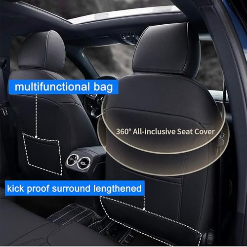 Image of AOMSAZTO Custom Fit Seat Covers for Honda Civic Hatchback 2022 2023 2024 Sport /LX &Hatchback Hybrid Sport 2025 Full Set Faux Leather Seat Covers Black