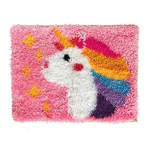 Latch Hook Kits for Adults/Kids Pattern Printed Rug Making Kit Everything Included Gift for Family Friends Latch Hook Rugs DIY Needlework Crafts for Home Sofa Lighthouse 20 X 15 Inches Unicorn