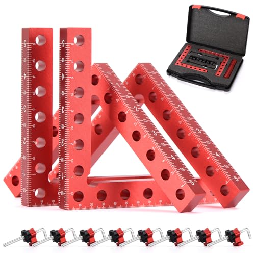 Corner Clamp for Woodworking, 90 Degree Corner Clamp, 4 Pack 5.5'Aluminum Alloy Right Angle Woodworking Tools, Positioning Squares for Picture Frame, Box, Cabinets, Gifts for Men Dad