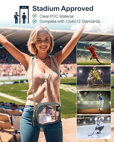 Image of PACKISM Clear Bag for Stadium Events - Clear Purses for Women Transparent Crossbody Messenger Bag for Concerts Game Day