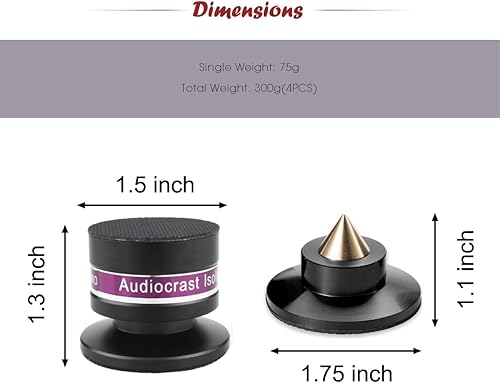 Miniatura 4 de HiFi Speaker Spikes IF03B por Audiocrast, amortiguador de vibraciones de altavoz, almohadillas de pie amortiguador, discos de aislamiento de