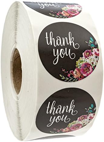 Floral Thank You Stickers - 1.5" Circle Labels / 1000 per Pack
