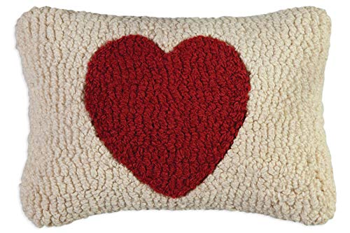 Chandler 4 Corners Artist-Designed Red Heart Hand-Hooked Wool Decorative Throw Pillow - Valentine's Day Pillow for Couches & Beds - Easy Care & Low Maintenance - Red Heart Home Décor