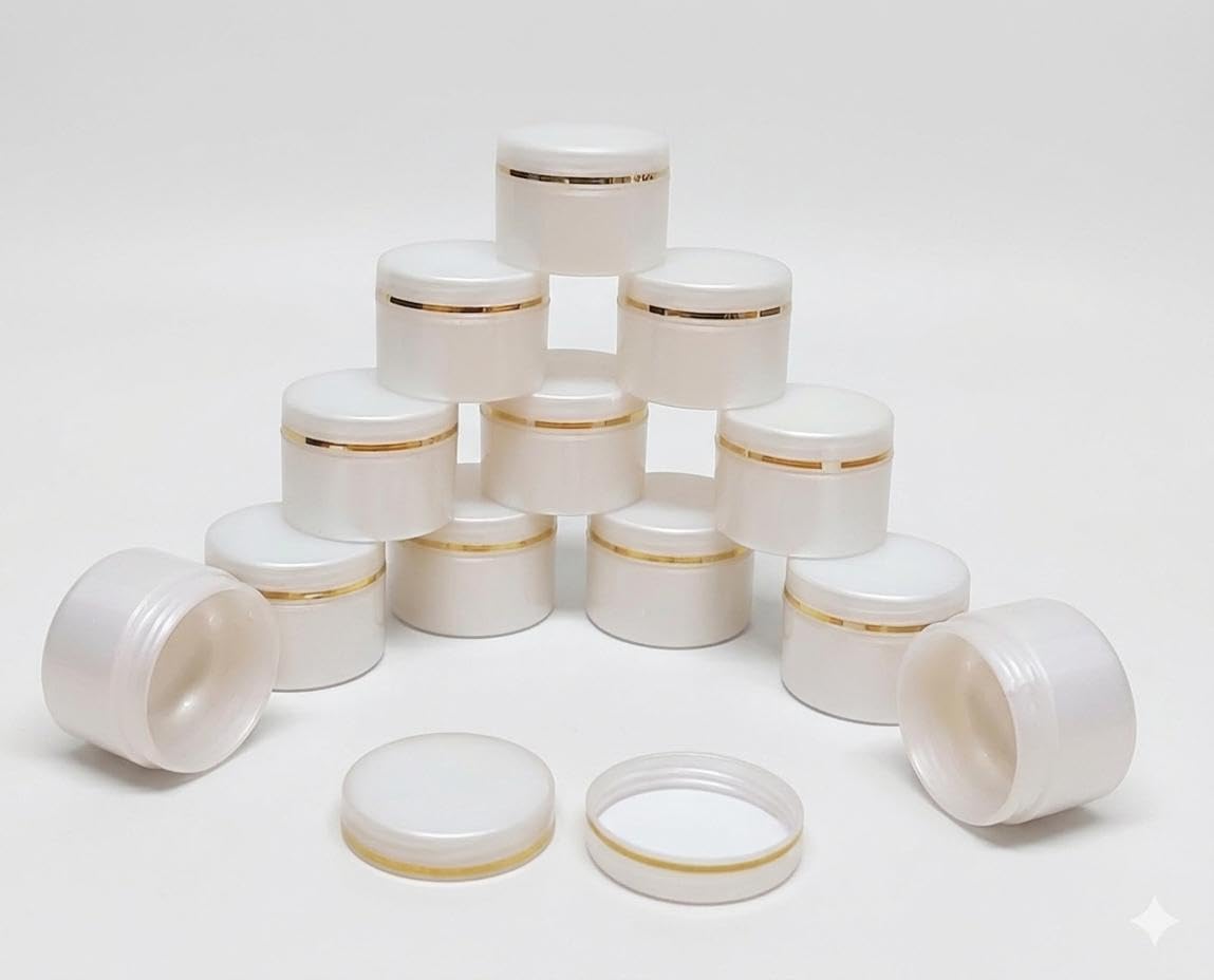 Round Empty Plastic Cosmetic Cream Container Jars With Double Wall For Creams, Lip Balms, Kajal, Under Eye Cream etc (15ml) (Pack of 12)-image-33