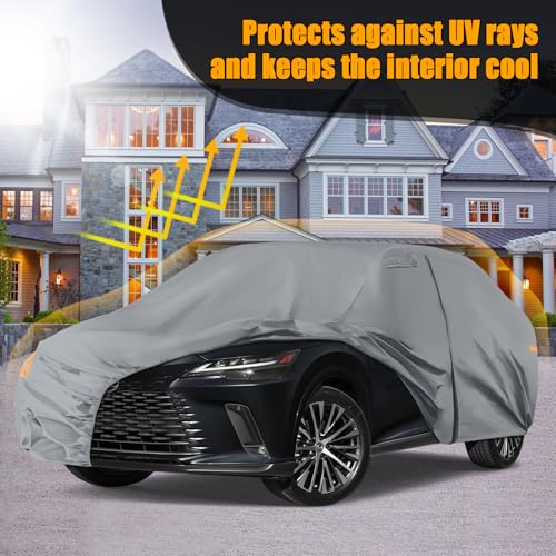 Image of Waterproof Premium Car Covers Replace for 2008-2025 Lexus RX350 RX450H, 10 Layers Heavy Duty with Cotton Liner All Weather Car Cover with Zipper Door, Windproof Bands for Snow Rain Dust Protection