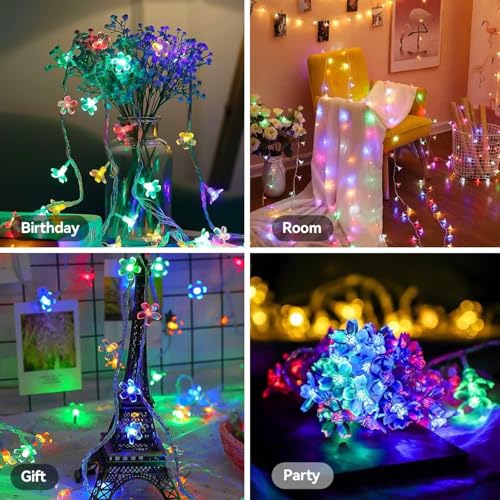 Image of Xenith 14 LED Silicone Blossom Flower Fairy String Decorative Lights for Diwali Christmas Tree Home Balcony Bedroom Window Lighting Navratri Ganpati Valentine Decoration (Multicolor, 3.5 Meter)
