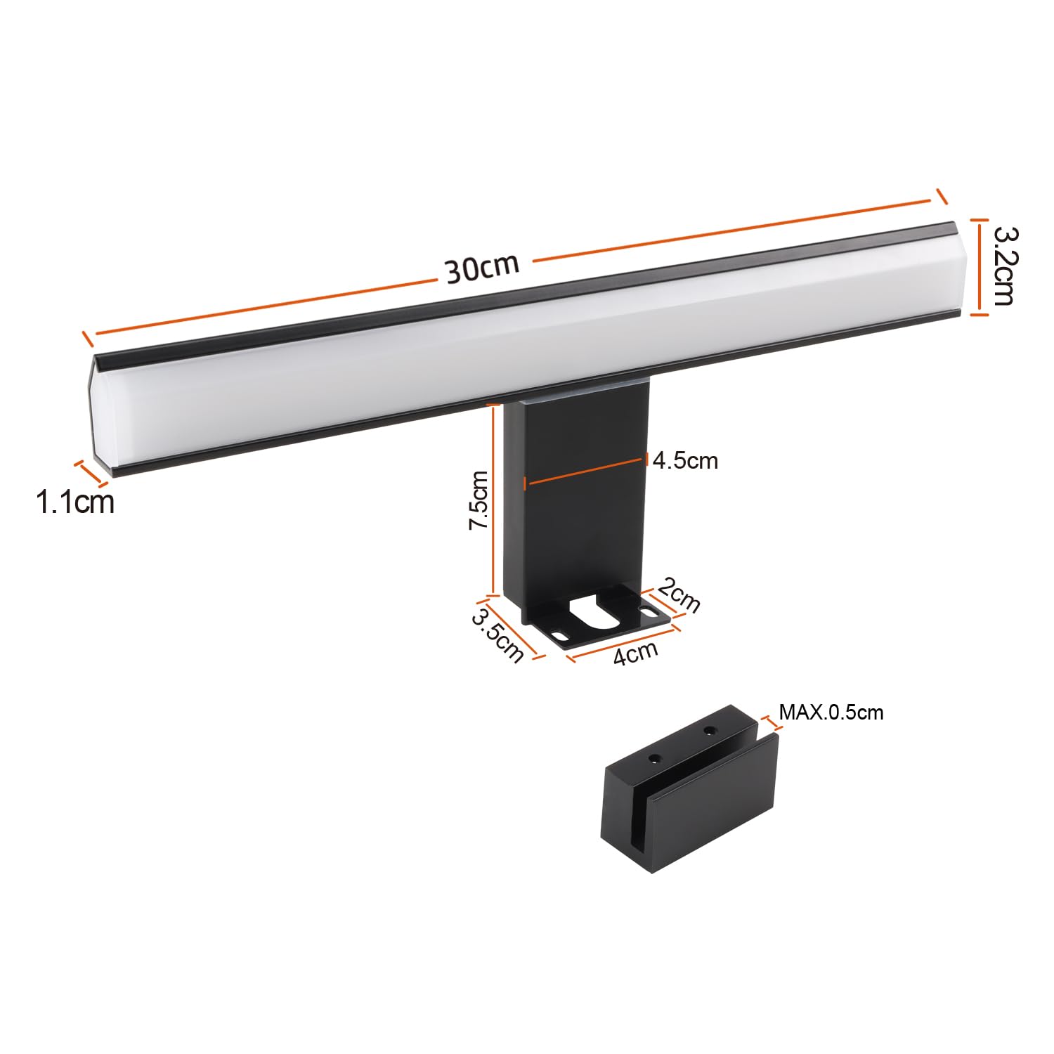 da LIGHT Lampa LED do lustra 8 W, 580 lm, lampa łazienkowa 30 cm, IP44, ochrona przed wodą rozbryzgową, 4000 K, neutralna biel, łatwa instalacja, kolor czarny