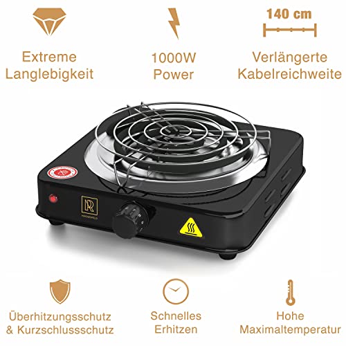 M. ROSENFELD Shisha Kohleanzünder für Shisha Kohle - Elektrischer Kohleanzünder Black Heat 1000W + Shisha Zubehör Set… – Bild 3