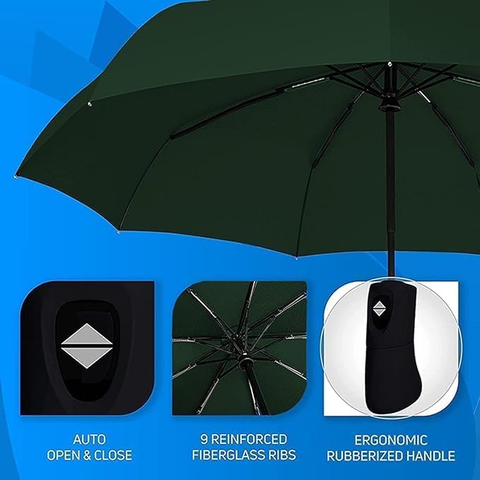 Image of TEKCOOL Umbrella, UV Big Size Umbrella for Sun Protection Rain Windproof Strong large 3 fold for men women kids boys girls Perfect small & stylish Windproof & Compact(Black)