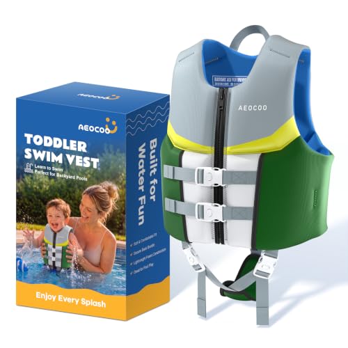 AEOCOO Toddler Swim Vest for 40-60 Pounds, Kids Pool Floaties Vest 4-6 Year Old, Puddle Swim Jumper Buoyancy Jacket, Boys, Girls, Niños, Forest Adventure - image 1