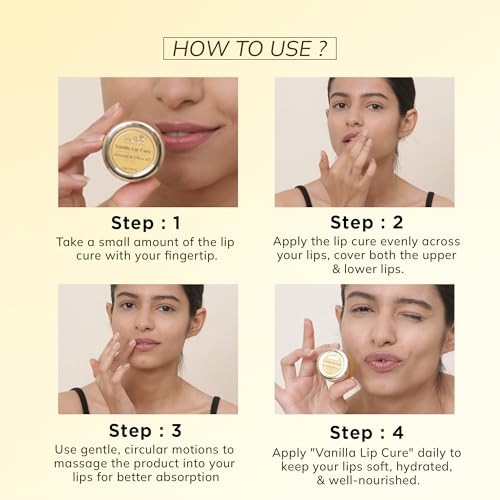 Image of Mellow Herbals Ayurvedic Vanilla Lip Cure | Cracked, Dry & Chapped Lips Care with Almond Oil & Jasad Bhasma | Deep Moisturization & Nourishment Lip Balm for Men & Women | 12g