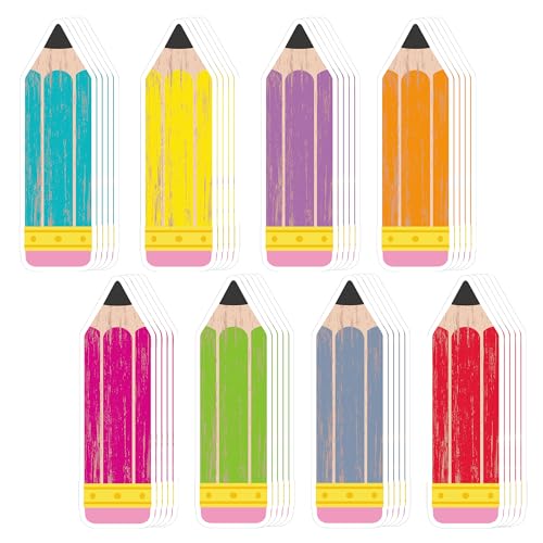 Image of Vuzvuv 48Pcs Pencil Paper Cutouts with 100Pcs Glue Points,Pencil Cut Outs Bulletin Board Decorations for Birthday Party Theme Decor Supplies