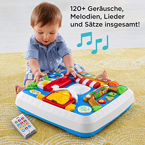 Fisher-Price DRH31 - Lernspaß Spieltisch, Lernspielzeug mit Lichtern, Sätzen und Liedern, mitwachsenden Spielstufen, Baby Spielzeug ab 6 Monaten (deutsche Version)