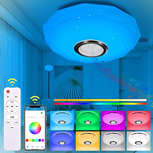 Plafón LED Bluetooth, 30W Lampara Techo con Mando a Distancia y Control APP, Temperatura de Color...