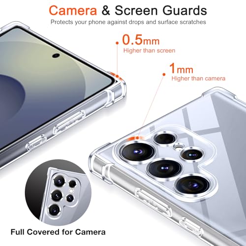 Image of Lustree Back Cover Transparent Case Compatible with Samsung Galaxy S25 Ultra | Clear + TPU Case with 4 Corner Air Cushion Protection & Camera Protection | Slim& Stylus Cover