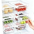 onaner Refrigerator Drawer Organizers,Fridge Drawer Organizer,Pull Out with Handle,Clear Container for Food Drinks Egg,Fit for Refrigerator Shelf Under 0.6 Inch,Easy to Install(1-Pack)