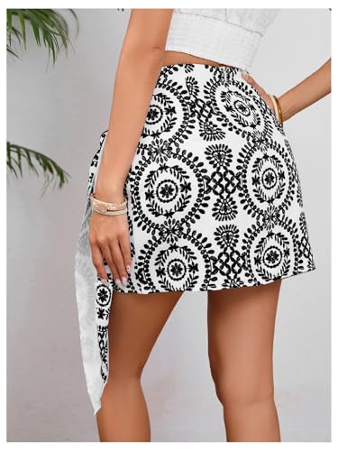 Image of Milumia Women's Summer Boho Wrap Skirt Floral Print High Waisted Knot Side Short Vacation Beach Mini Skirt