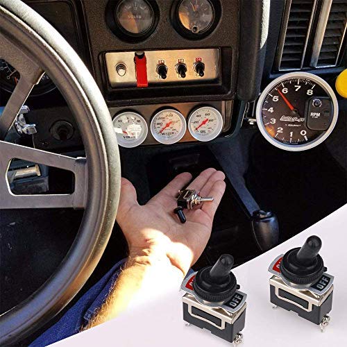 URBEST 6 Pcs Heavy Duty Rocker Toggle Switch, 15A 250V / 20A 125V AC ON/Off 2 Position SPST Toggle Switch with Waterproof Boot Cap Cover for Car Auto Boat