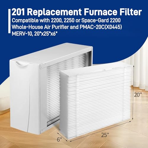 Senowi 2-Pack 201 Replacement Furnace Filter Compatible with A prilaire Space-Gard 2200,2250 Whole-House Air Purifier and X0445,MERV-10, 20x25x6 Air Filter