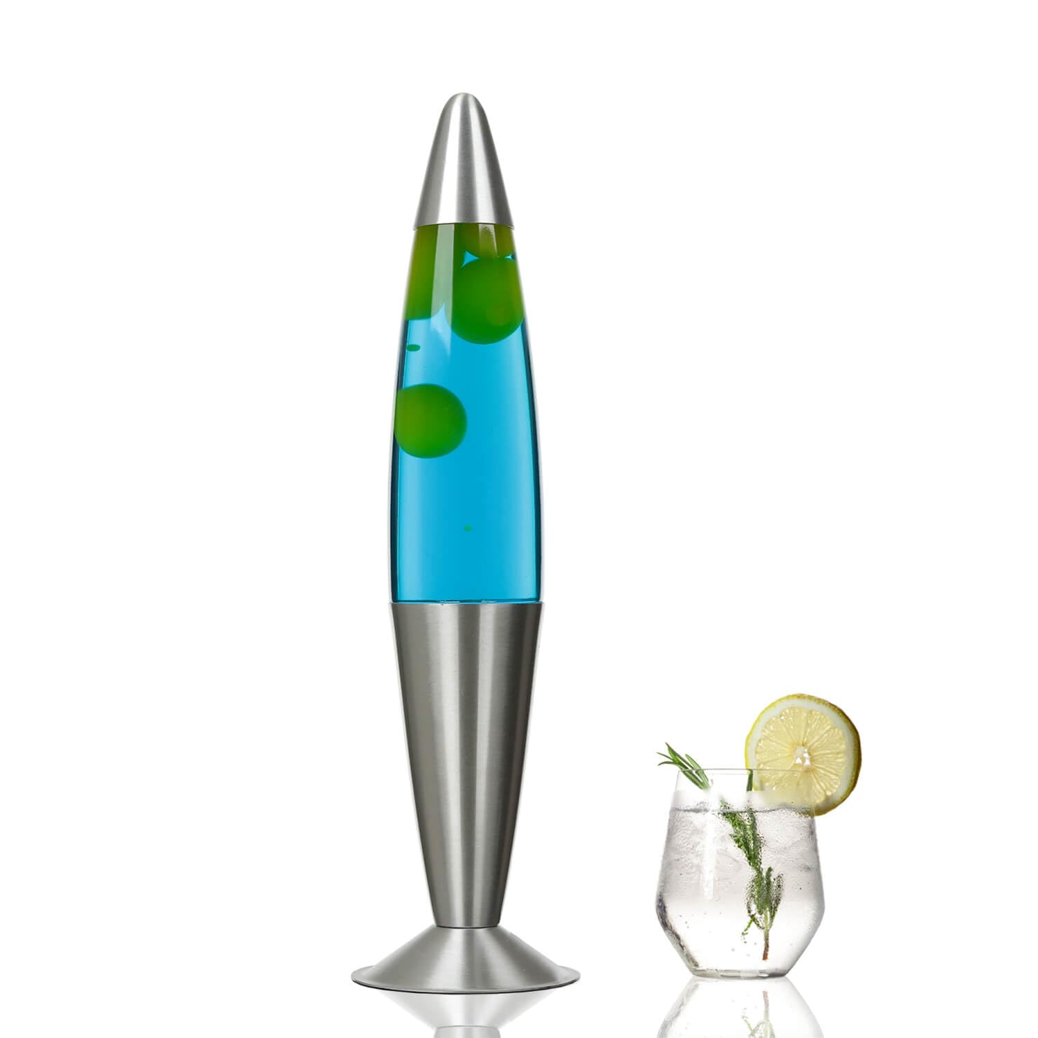 Licht-Erlebnisse Lampada di lava blu giallo, argento, lampada di lava, lampada d'atmosfera, soggiorno, altezza 42 cm, G9, lampadina inclusa, rilassante, calmante, lampada di lava moderna JENNY